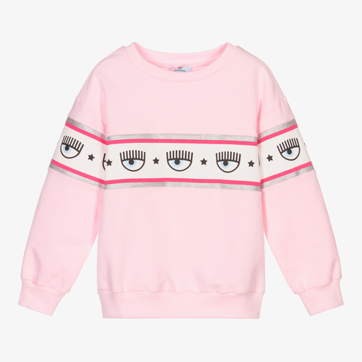 Chiara Ferragni Kids-Pink Cotton Logo Sweatshirt | Childrensalon Outlet