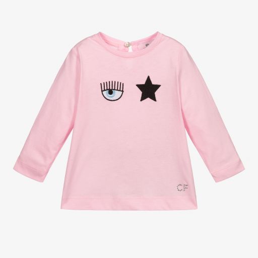 Chiara Ferragni Kids-Pink Cotton Logo Top | Childrensalon Outlet