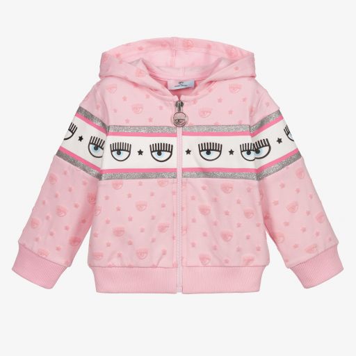 Chiara Ferragni Kids-Pink Logo Zip-Up Hooded Top | Childrensalon Outlet