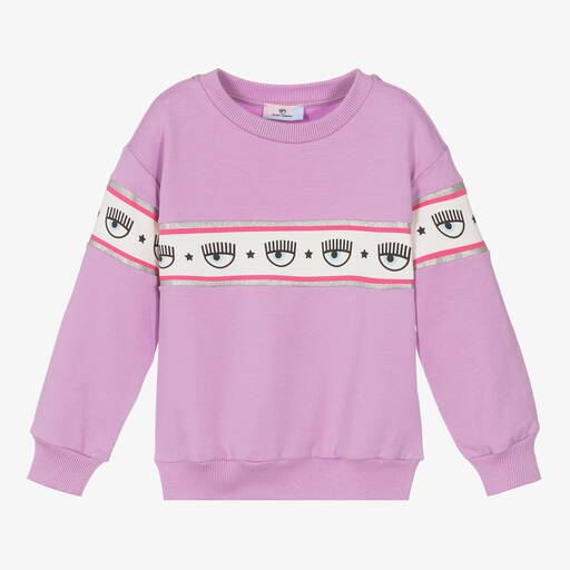Chiara Ferragni Kids-Purple Cotton Logo Sweatshirt | Childrensalon Outlet