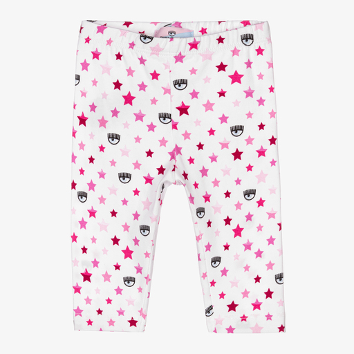Chiara Ferragni Kids-White & Pink Baby Leggings | Childrensalon Outlet