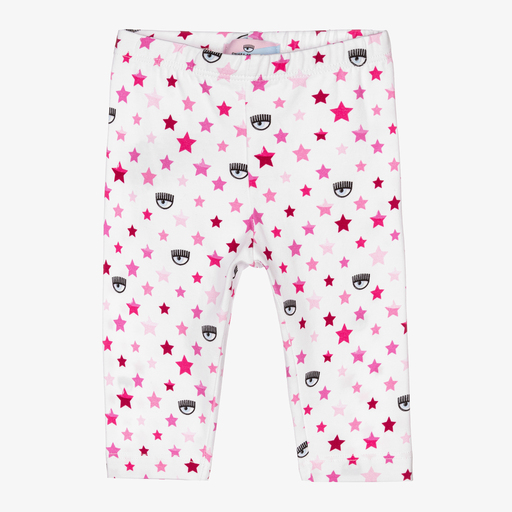 Chiara Ferragni Kids-White & Pink Baby Leggings | Childrensalon Outlet