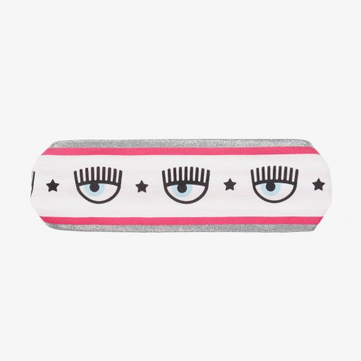 Chiara Ferragni Kids-White & Pink Logo Headband | Childrensalon Outlet