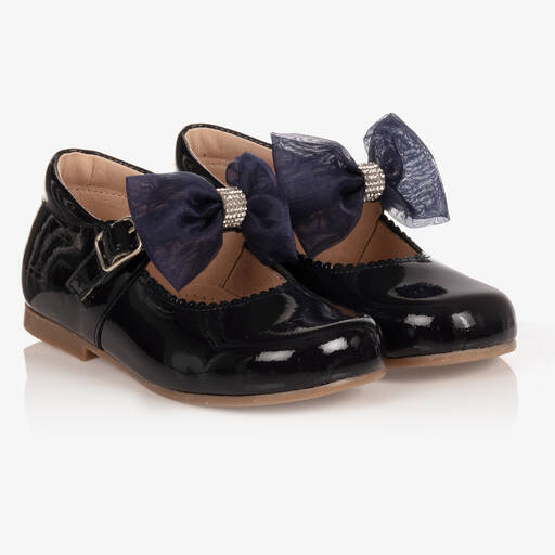 Children's Classics-Blaue Lackschuhe mit Schleife (M) | Childrensalon Outlet