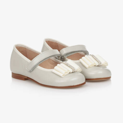 Children's Classics-Girls Ivory Leather Ballet Flats | Childrensalon Outlet