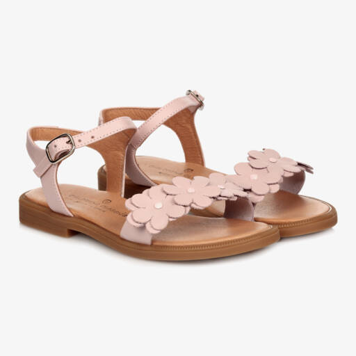 Children's Classics-Girls Pale Pink Leather Sandals | Childrensalon Outlet