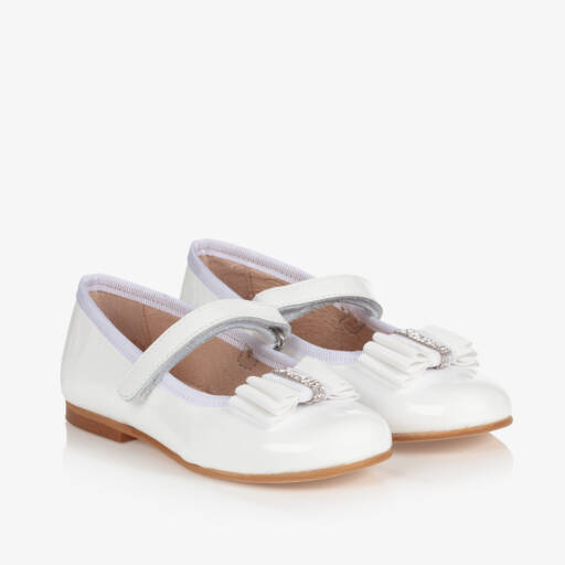 Children's Classics-Girls White Patent Bow Shoes | Childrensalon Outlet