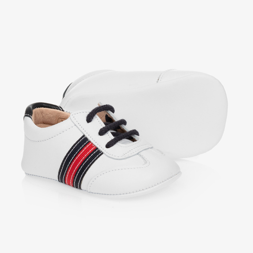 Children's Classics-White Leather Pre-Walker Shoes | Childrensalon Outlet