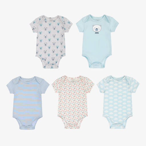 Childrensalon Essentials-Blue Organic Cotton Bodyvests (5 Pack) | Childrensalon Outlet