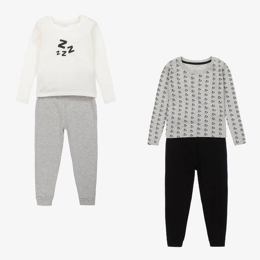 Childrensalon Essentials-Boys Grey & Black Organic Pyjamas (2 Pack) | Childrensalon Outlet