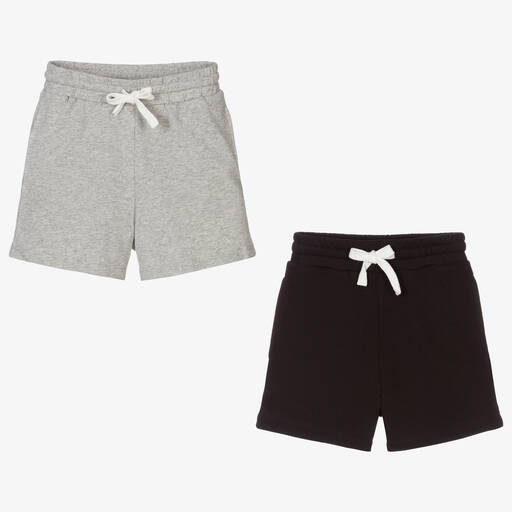 Childrensalon Essentials-Boys Grey & Black Organic Shorts (2 Pack) | Childrensalon Outlet