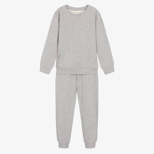 Childrensalon Essentials-Boys Grey Organic Cotton Tracksuit | Childrensalon Outlet