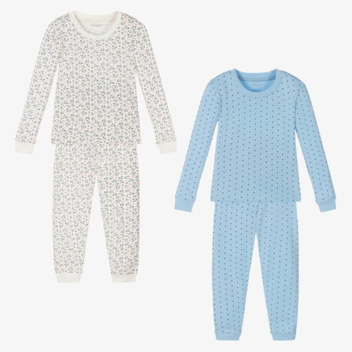 Childrensalon Essentials-Комплект для сна из синего и кремового хлопка для девочек | Childrensalon Outlet
