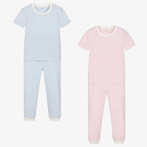 Childrensalon Essentials-Розовая и голубая пижамы в полоску (2шт.) | Childrensalon Outlet