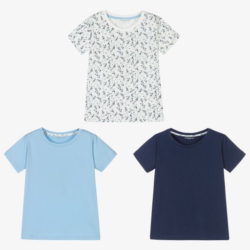 Childrensalon Essentials-Girls Blue T-Shirts (3 Pack) | Childrensalon Outlet
