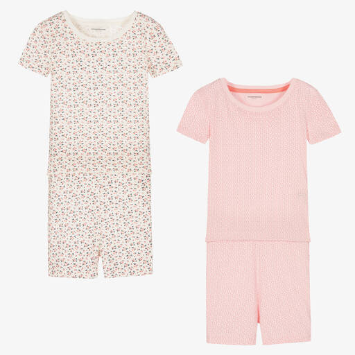 Childrensalon Essentials-Girls Pink Cotton Short Pyjamas (2 Pack) | Childrensalon Outlet