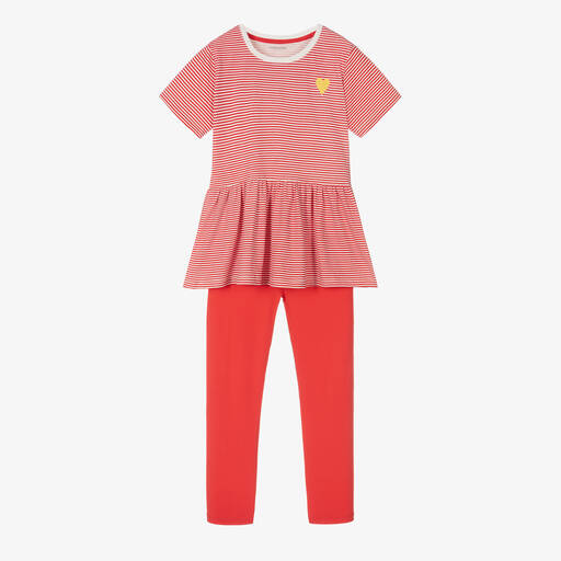 Childrensalon Essentials-Girls Red Organic Cotton Leggings Set | Childrensalon Outlet