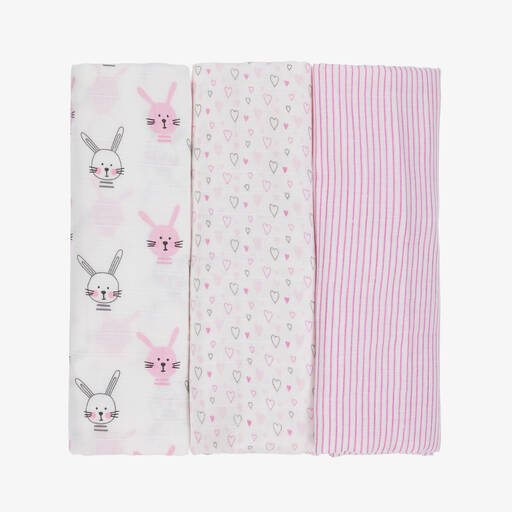 Childrensalon Essentials-Pink Organic Muslin Squares (3 Pack) | Childrensalon Outlet