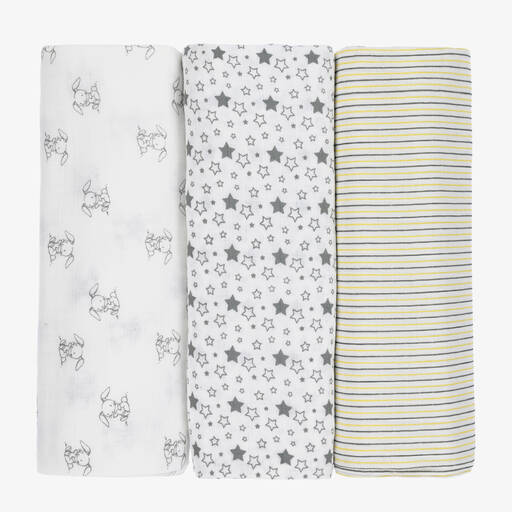 Childrensalon Essentials-Yellow Organic Cotton Swaddles (3 Pack) | Childrensalon Outlet