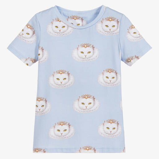 Magical Prints by CHILDRENSALON-Girls Blue Cotton T-Shirt | Childrensalon Outlet