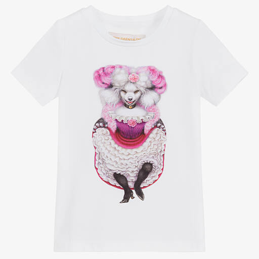 Magical Prints by CHILDRENSALON-Girls White Cotton T-Shirt | Childrensalon Outlet
