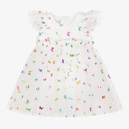 Childrensalon Occasions-Baby Girls White Tulle Butterfly Dress | Childrensalon Outlet