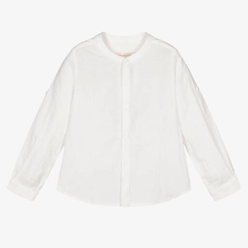 Childrensalon Occasions-Классическая кремовая льняная рубашка для мальчиков | Childrensalon Outlet