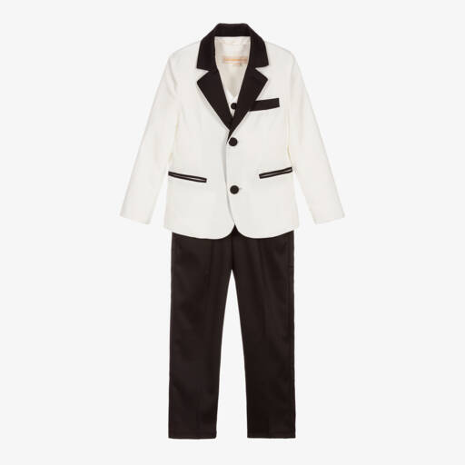 Childrensalon Occasions-Boys Ivory 4 Piece Tuxedo Suit  | Childrensalon Outlet