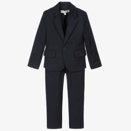 Childrensalon Occasions-Boys Navy Cotton Blazer Suit | Childrensalon Outlet