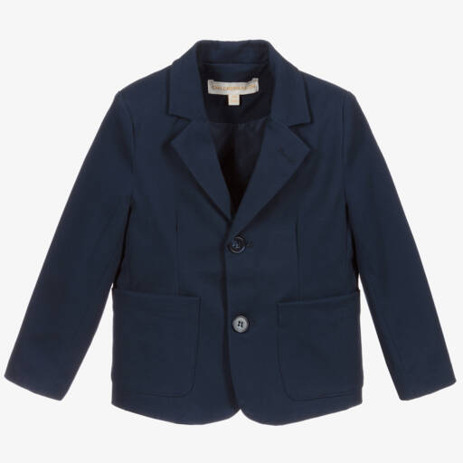 Childrensalon Occasions-Boys Navy Cotton Jacket | Childrensalon Outlet