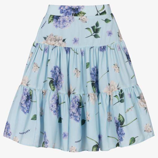 Childrensalon Occasions-Юбка с цветочным узором для девочек в мечтательном синем цвете | Childrensalon Outlet