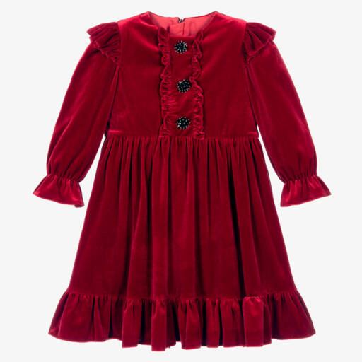Childrensalon Occasions-Girls Elegant Red Velvet Dress | Childrensalon Outlet
