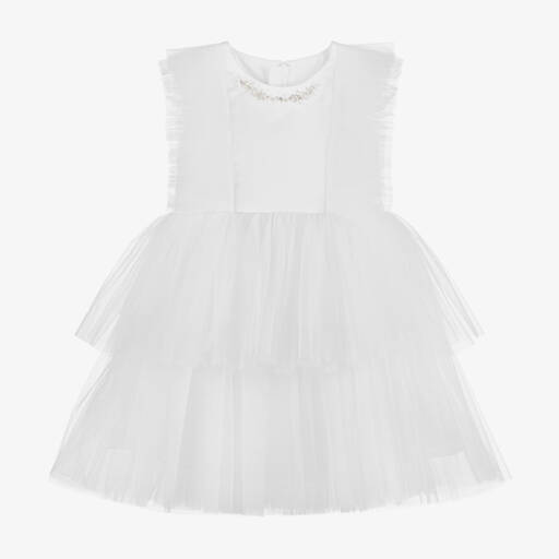 Childrensalon Occasions-Girls Elegant White Satin Dress | Childrensalon Outlet