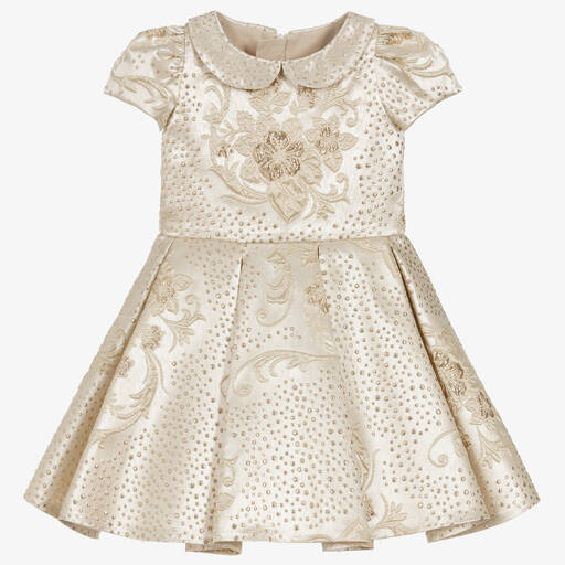 Childrensalon Occasions-Girls Gold Brocade Dress | Childrensalon Outlet