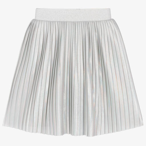 Childrensalon Occasions-Girls Iridescent Silver Pleated Skirt | Childrensalon Outlet