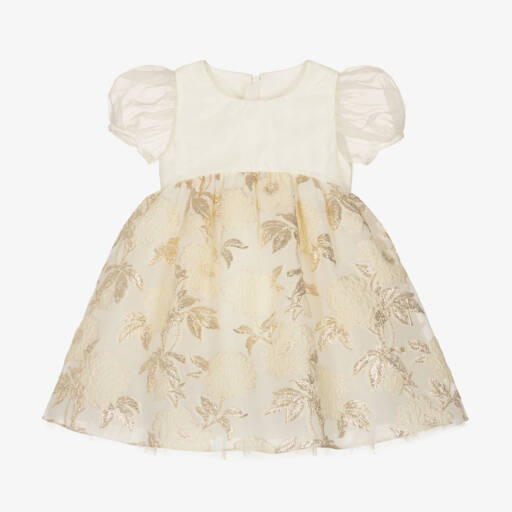 Childrensalon Occasions-Girls Ivory Floral Organza Dress | Childrensalon Outlet