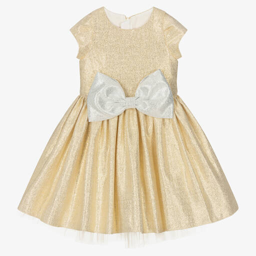 Childrensalon Occasions-Robe dorée métallisée fille | Childrensalon Outlet