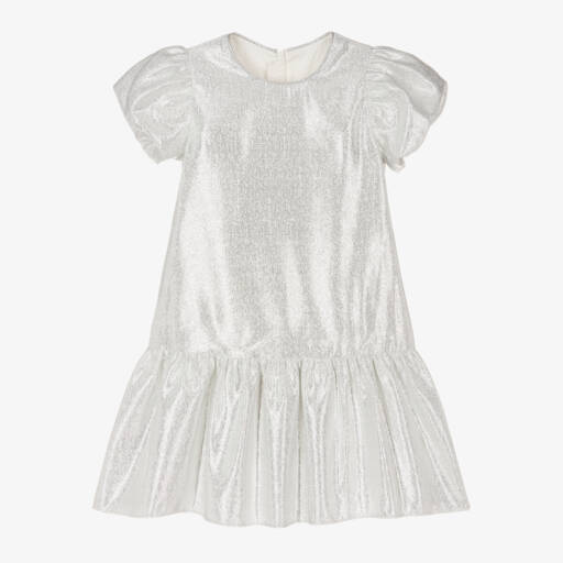 Childrensalon Occasions-Girls Metallic Silver Frock | Childrensalon Outlet