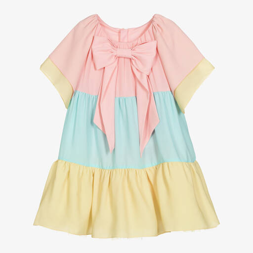 Childrensalon Occasions-Розовое многоярусное платье из креп-шифона | Childrensalon Outlet