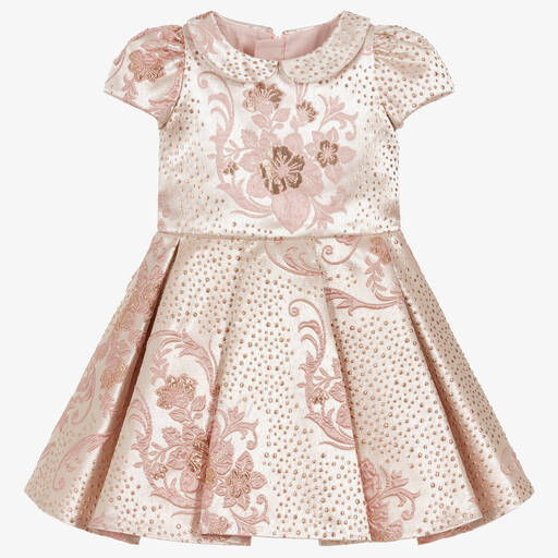 Childrensalon Occasions-Платье розового цвета из парчи для девочек | Childrensalon Outlet