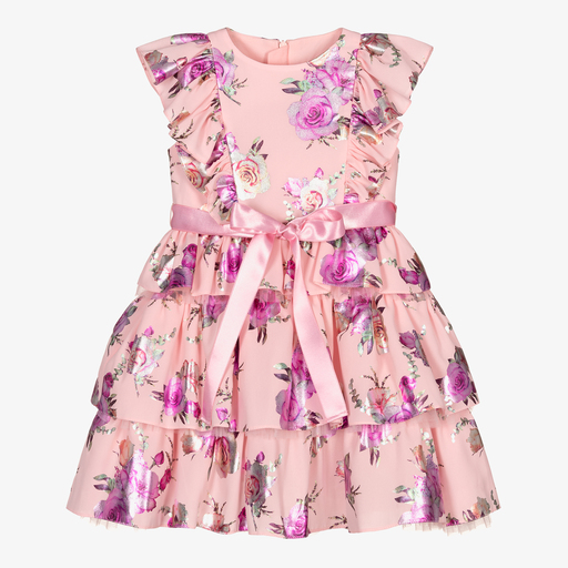 Childrensalon Occasions-Girls Pink Floral Chiffon Dress | Childrensalon Outlet