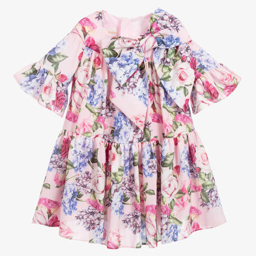 Childrensalon Occasions-Платье из крепа с цветами для девочек | Childrensalon Outlet