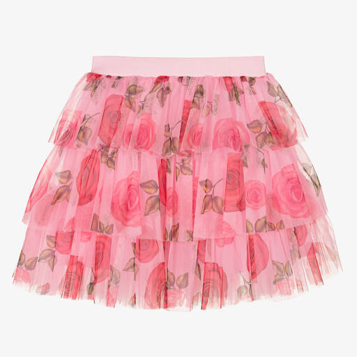 Childrensalon Occasions-Jupe rose en tulle à roses fille | Childrensalon Outlet