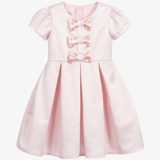 Childrensalon Occasions-Girls Pink Satin Bow Dress | Childrensalon Outlet