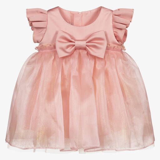 Childrensalon Occasions-Розовое платье из атласа и тюля | Childrensalon Outlet