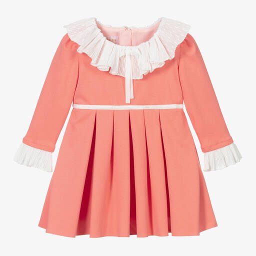 Childrensalon Occasions-Розовое вискозное платье с миланским джерси  | Childrensalon Outlet
