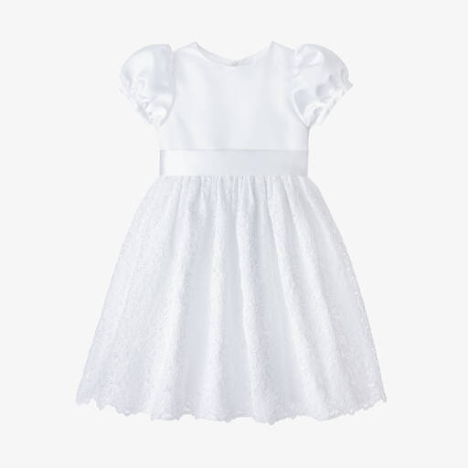 Childrensalon Occasions-Girls Satin Dress with Lace Skirt | Childrensalon Outlet