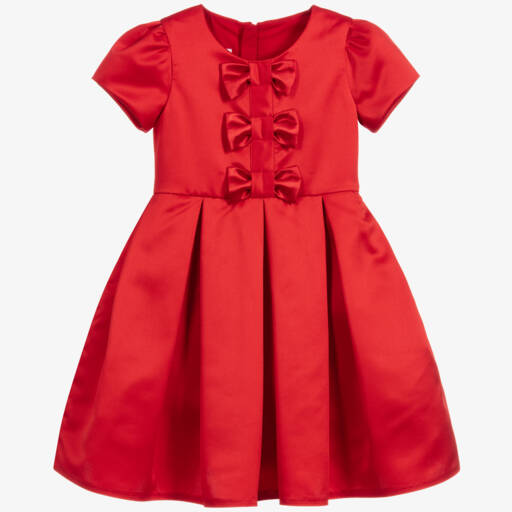 Childrensalon Occasions-فستان ساتان للبنات مع فيونكة روبي | Childrensalon Outlet