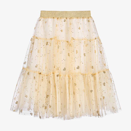 Childrensalon Occasions-Girls Sparkling Gold Tulle Skirt | Childrensalon Outlet