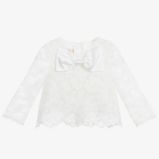 Childrensalon Occasions-Girls White Lace Blouse | Childrensalon Outlet